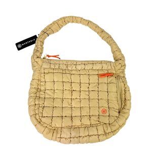 NWT Wantable Quilted Slouch Tote Bag Cream Tan Puffer Padded Anniversary
